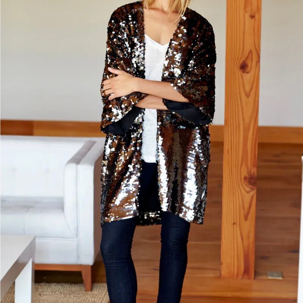 Emerson Fry Gunmetal Sequin Jacket M/L